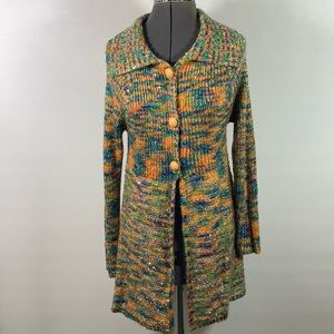 Miss Morena Multi Colored Sequined/Glitter Sweater Button Size L